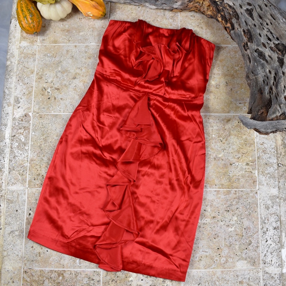 Express Strapless Silk Ruffle Mini - image 1